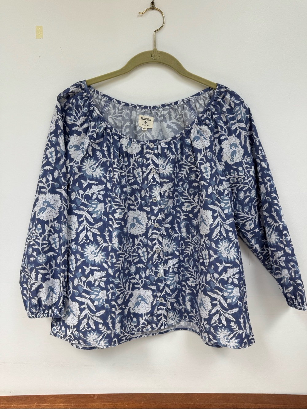 MAREA Sophie Indigo Bloosom Buttondown Blouse - NWOT